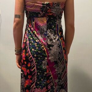 Unique Multicolor Paisley and Floral Party Dress